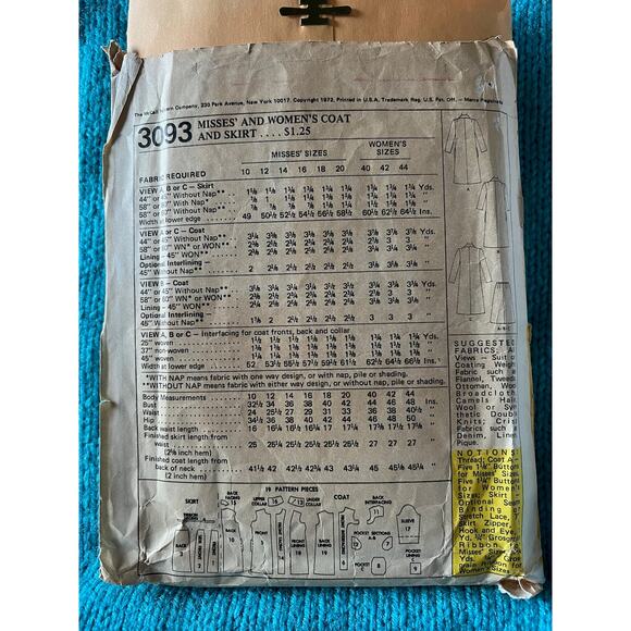 McCalls Sewing pattern 3093 Trench overcoat 1970s Size 14 - Picture 3 of 5